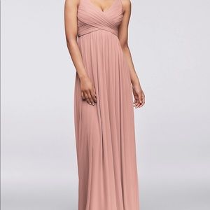 David’s Bridal Long Mesh Bridesmaid Dress With Cowl - F15933 - Color Ballet